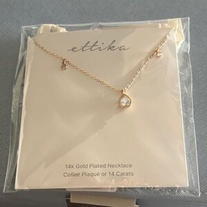 Ettika Gold Necklace with Clear Teardrop Pendant